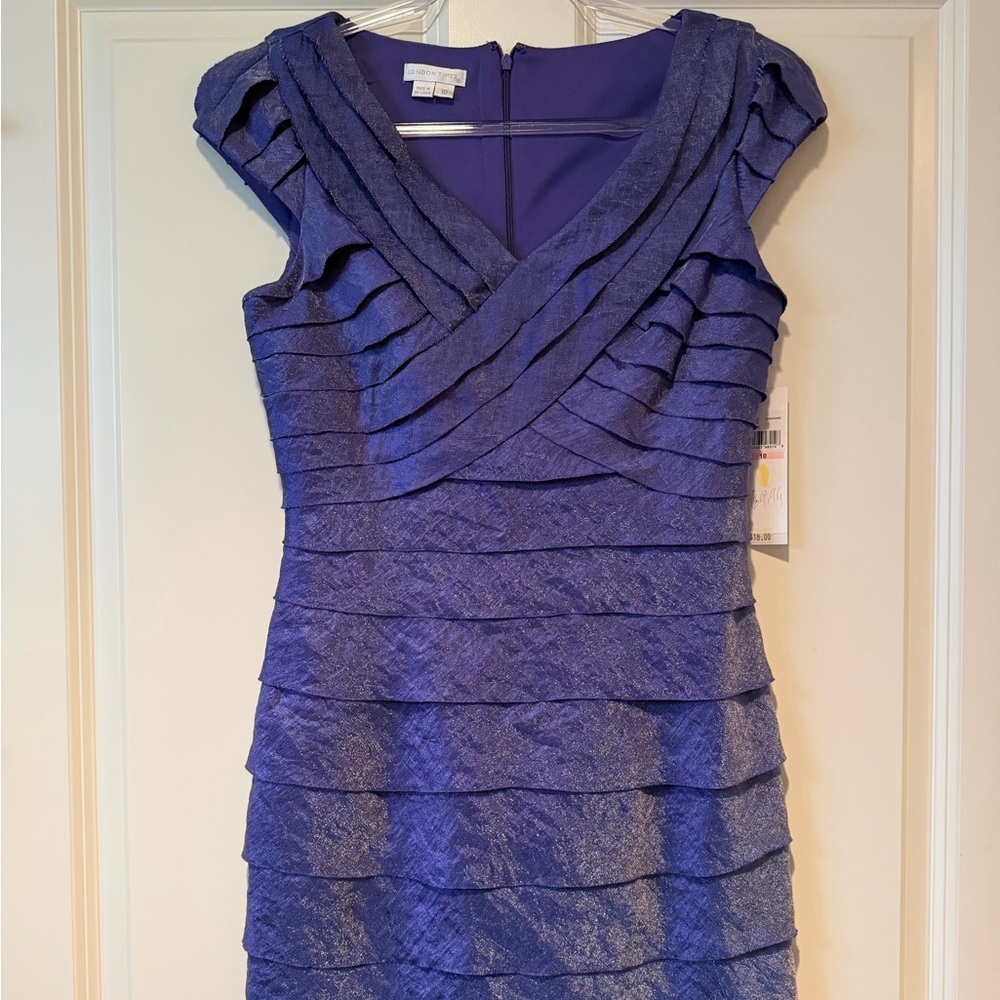 Vintage London Times Metallic Purple Layered Mini Dress